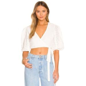 NWT-MINKPINK Lola Wrap Blouse in White Size Large